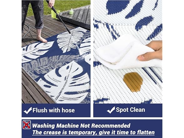GarveeLife Outdoor Straw Rug 8x10 Blue