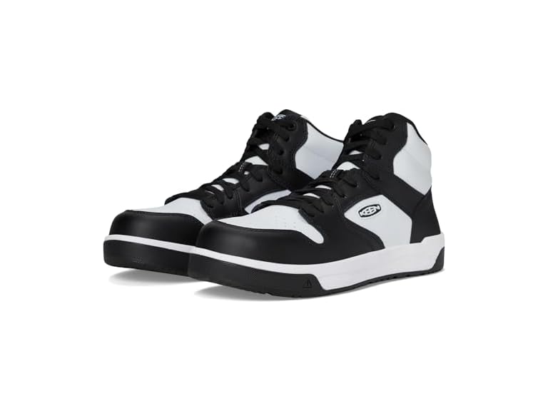 KEEN Utility Men's Overton Mid Height Composite Toe Lightweight Durable Work Sneakers, Star White/Black, 10 Wide