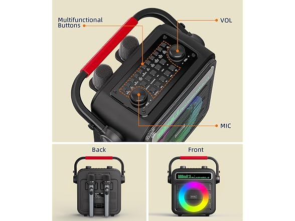 Gesnada Karaoke Machine 2 Wireless Mics