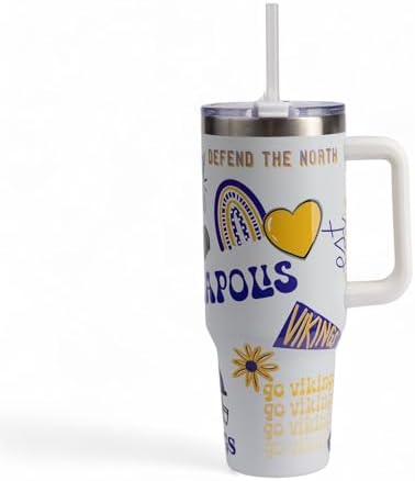 The Memory Company Official Licensed 40oz Team Spirit Stainless Steel Tumbler - Vacuum-Insulated Double-Wall Travel Cup With Handle and Straw Lid