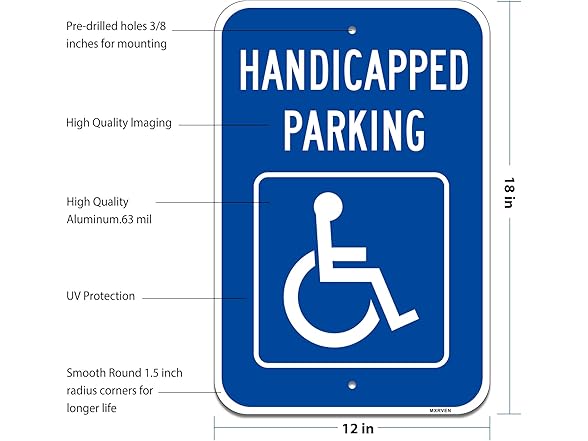 MXRVEN (4 Pack) Large Handicap Parking Sign
