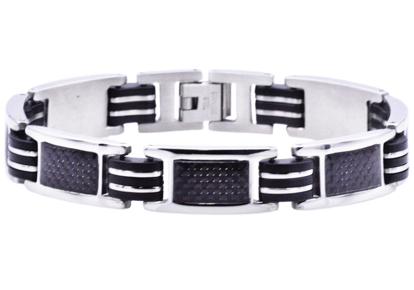 Stainless Steel Carbon Fiber Bracelet - Gallery 5