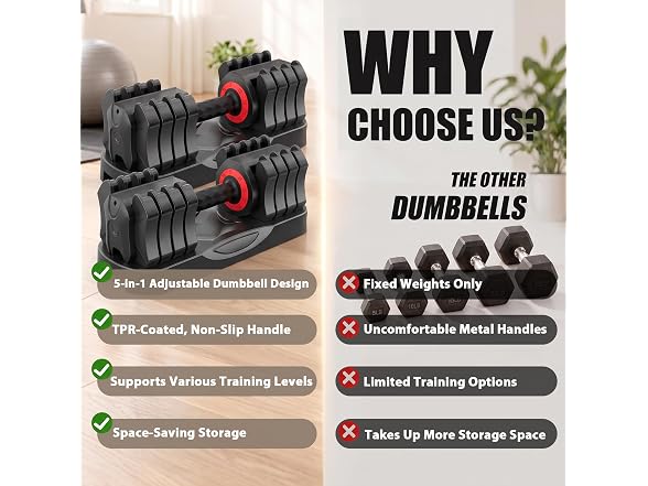 VEICK 2 Set 25 lb Adjustable Dumbbell Set