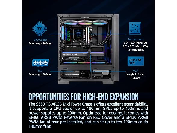 Thermaltake S380 TG ARGB Mid Tower Chassis
