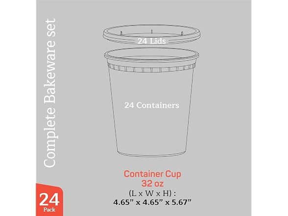 Plastic Deli Containers with Lids 32 oz (Pack of 24)