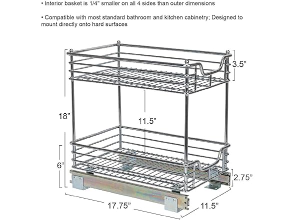  Steel 2-Tier Sliding Under Sink Cabinet Organizer