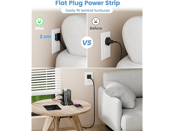 TAGZILO Power Strip Tower Surge