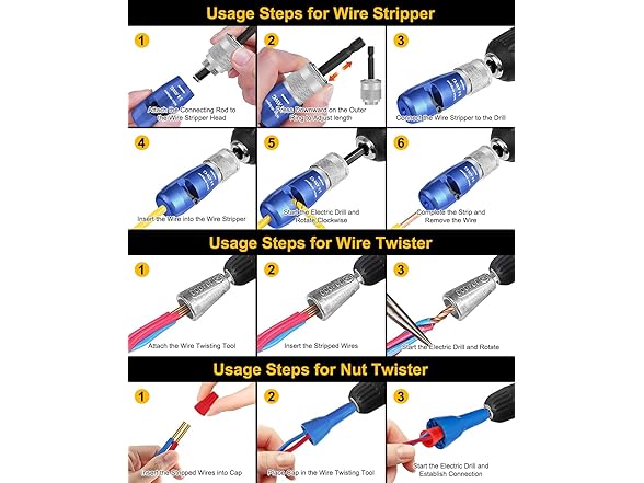 Alcmfivl Wire Stripper for Drill (6-8-10-12-14 A