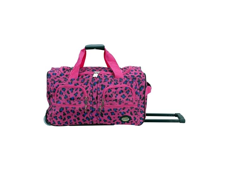 Rockland Rockland Rolling Duffel Bag, Magenta Leopard