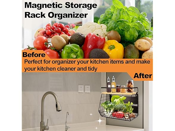 Magnetic Shelf for Fridge with Wood Lid