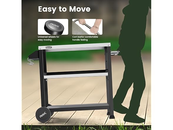 NUUK 3-Shelf Rolling Outdoor 20" x 32" Movable Grill Cart
