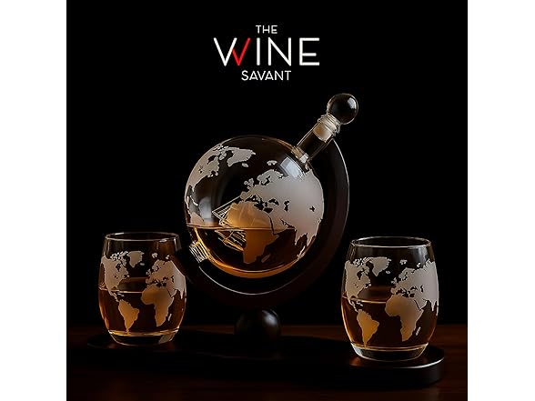Whiskey Decanter Globe Set with Ball & Glasses