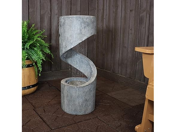 Sunnydaze Showering Spiral Electric Water Fountain with LED Light
