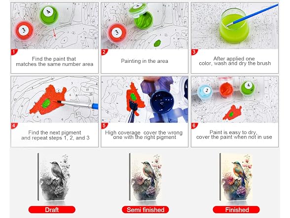 Rebotipy Bird Paint by Numbers for Adults