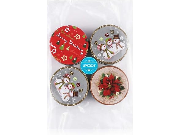 4pcs Christmas Tin Box Metal Cookie Box