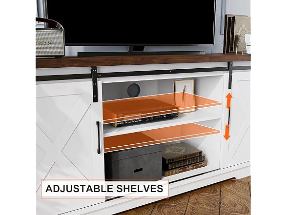 IDEALHOUSE 65" Farmhouse TV Stand, White - Gallery 8