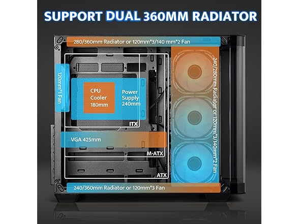 darkFlash ATX Mid-Tower PC Case, Black