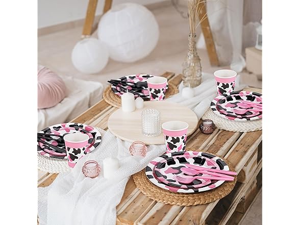 350 Pieces Pink Cow Print Party