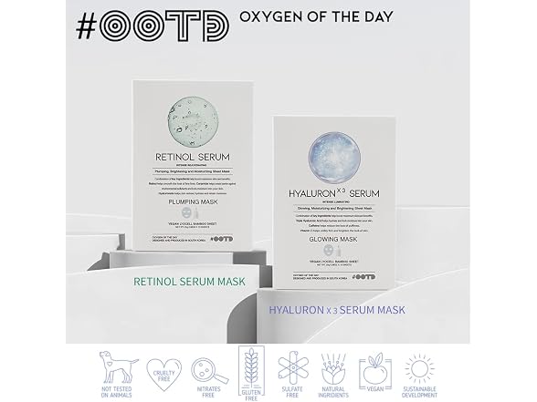 OOTD Retinal Serum Vegan Sheet Mask, 10 Count
