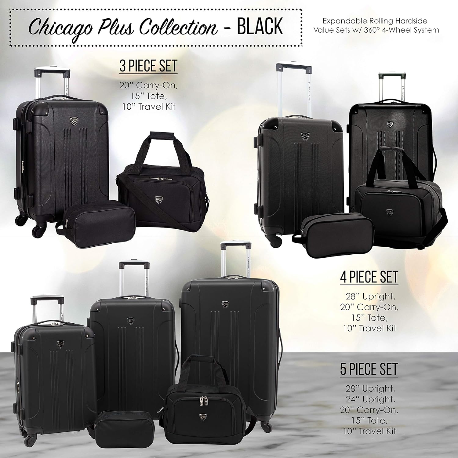 Travelers Club Chicago Luggage, 5-Piece Set - Gallery 14