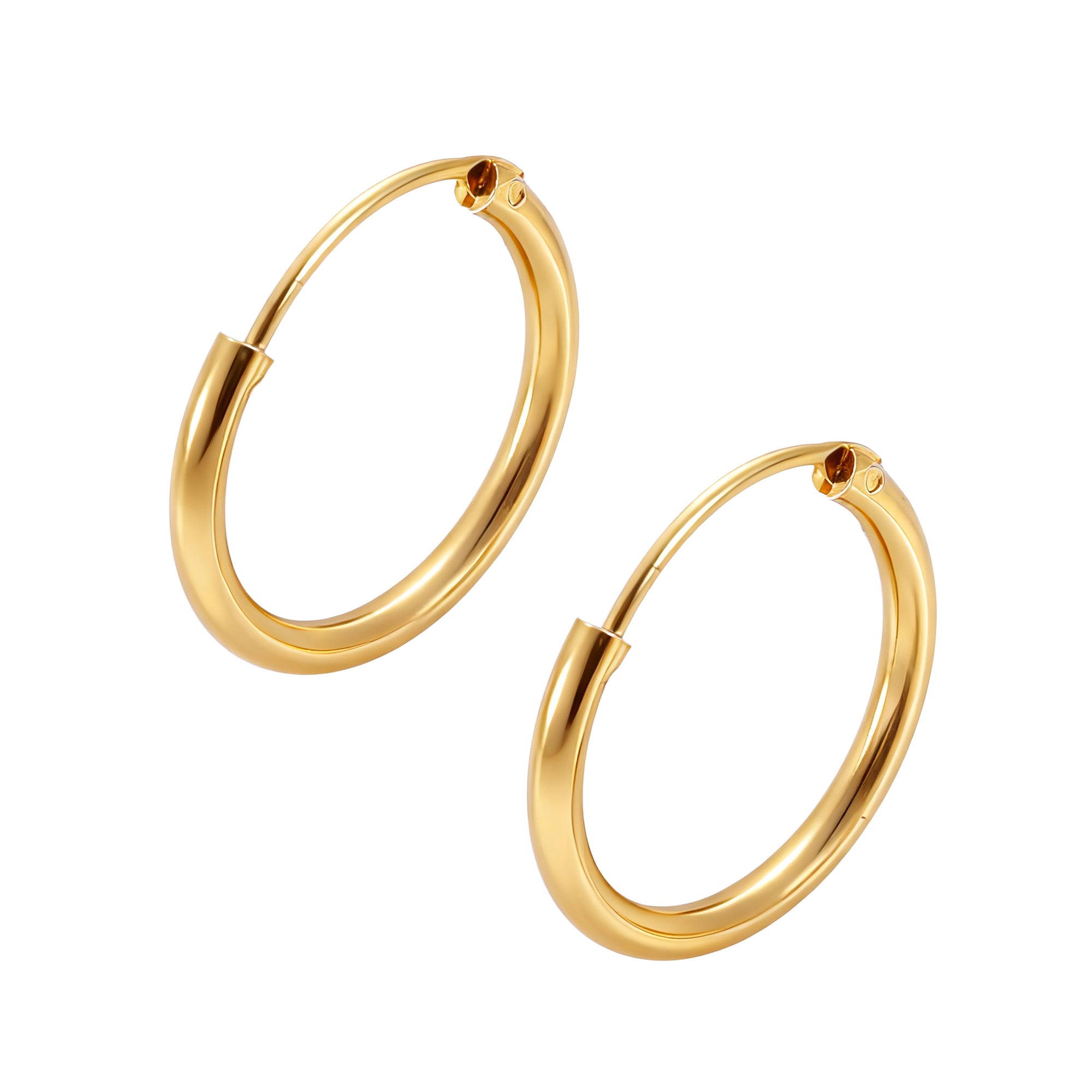 14K Gold Plated Hoop Earrings 6mm - Gallery 2