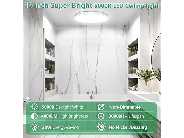 Brightever 15 Inch Large LED Flush Mount Ceiling Lights