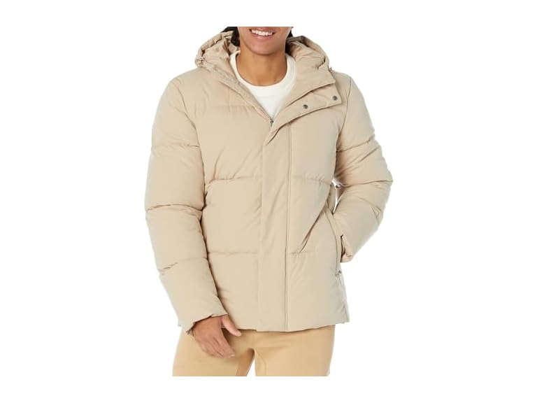 Amazon Essentials Men's Mid-Length Hooded Puffer Coat