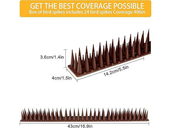 24Pack Bird Spikes - Total Length 408 inch
