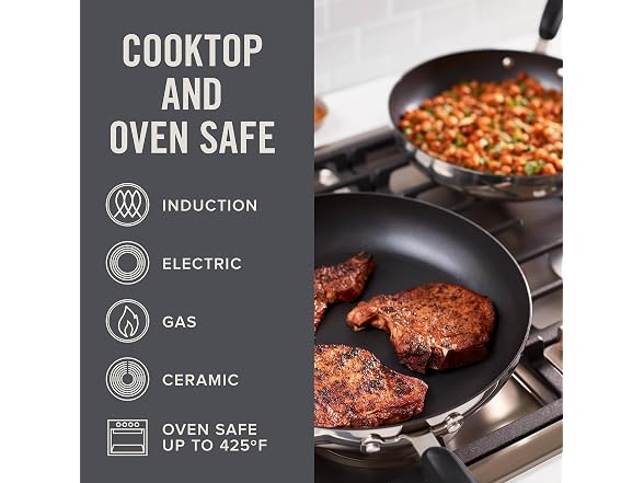 Zakarian by Dash Nonstick Stainless Steel Fry Pan Set