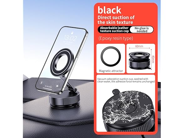 360 Adjustable Suction Car Phone Mount