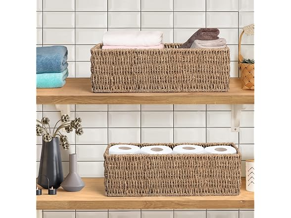 CROS Bathroom Basket for Toilet Tank, Seagrass Set of 2