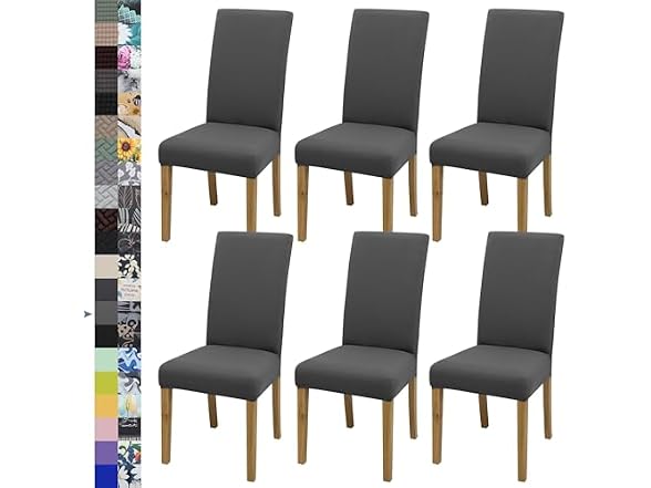 BIETYONE 6 Pack Grey Dining Chair Covers