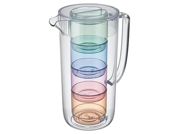 BUILT Acrylic Lagoon Pitcher With 4 Stackable Tumblers