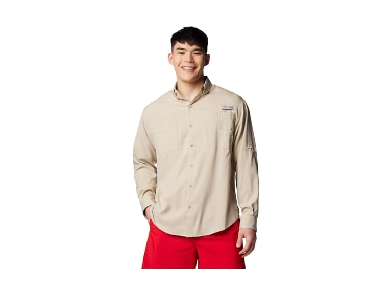Columbia Mens PFG Tamiami Long Sleeve Fishing Shirt, Fossil, X-Large
