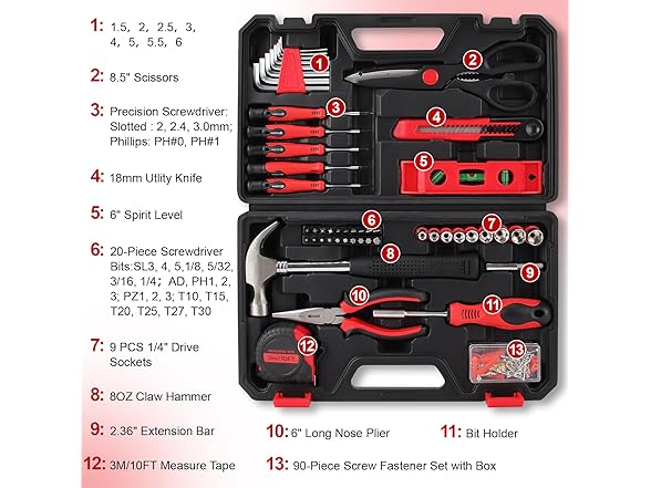 51-Piece Red Tool Set