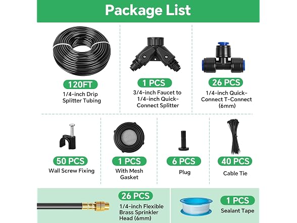 BUIGNDG 120Ft 1/4" Drip Irrigation System