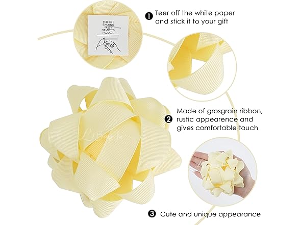 LiBongTa Gift Bows Ivory 4.5" (6pk)