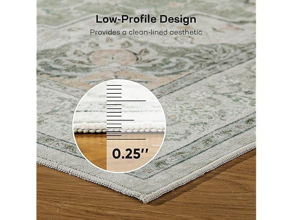 Marsail 8x10 Washable Green Area Rug