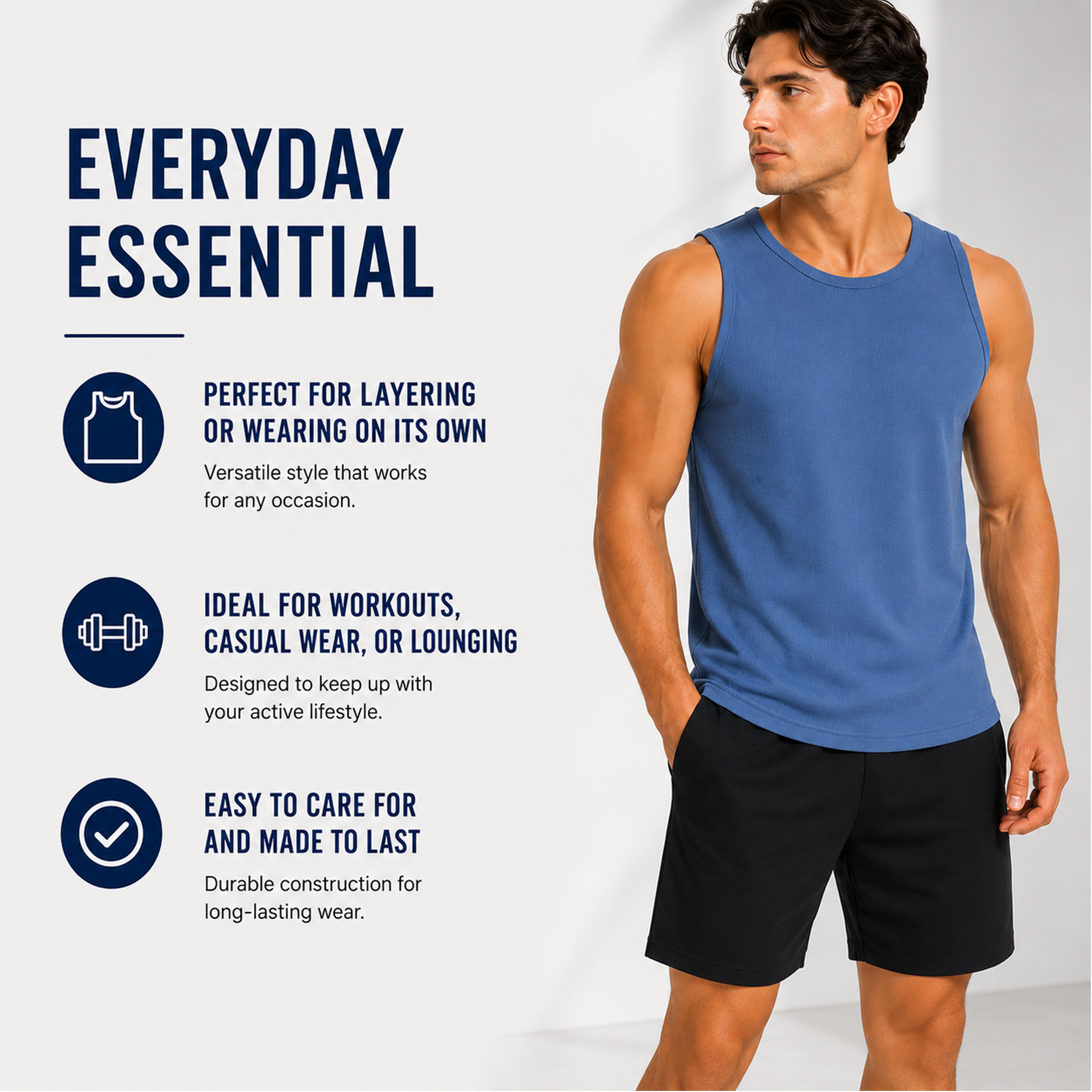 5Pk Mens Micro Waffle Tank Top - Gallery 12