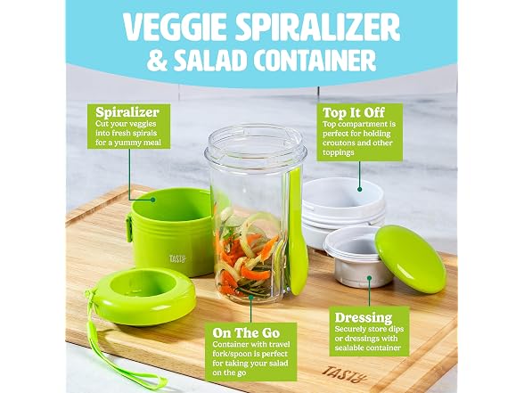 Tasty 2-in-1 Vegetable Spiralizer and Salad Container