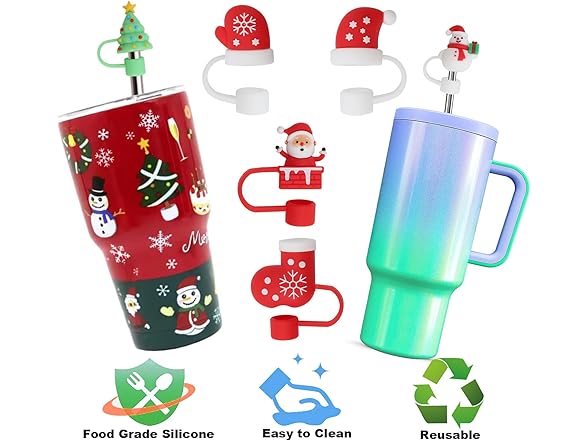 Aiyoushang 6pcs Red Christmas Toppers