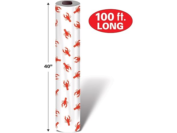 Beistle Crawfish Table Roll, Red & White Plastic Tablecloth