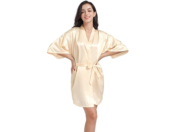 DF-deals Women (2-6) Satin Kimono Robe Bride Robe