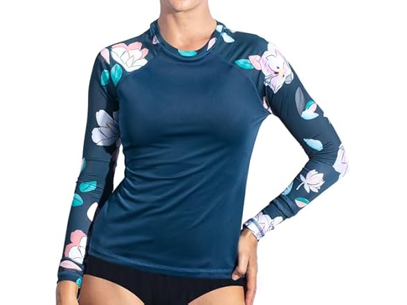 Kanu Surf Women's LS UPF50 Rash Top Navy (L)