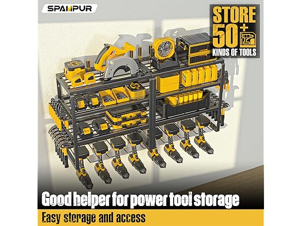 Garage Power Tool Organizer with Shelves