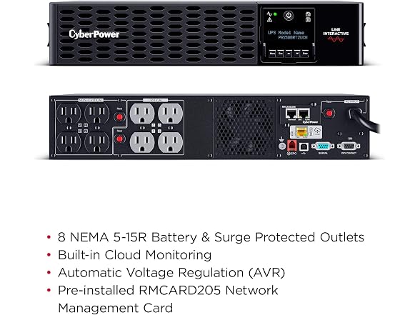 CyberPower Smart App Sinewave UPS Battery Backup and Surge Protector 2U Rack - Tower