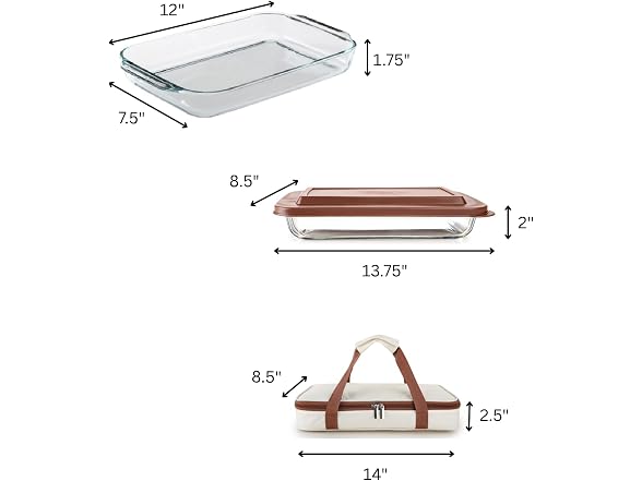 Le Regalo Glass Casserole with Insulated Carry Bag - 3 Quart 