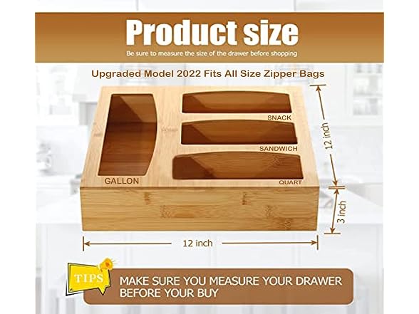 ono Ziplock Bag Organizer Bamboo
