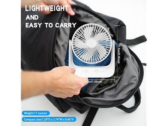 5000mAh 6-inch Desktop Fan for Home