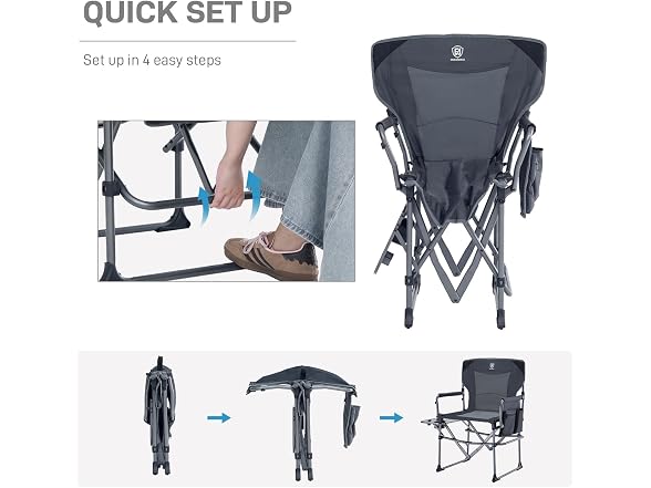 EVER ADVANCED Grey Camping Chair 2 Pack
